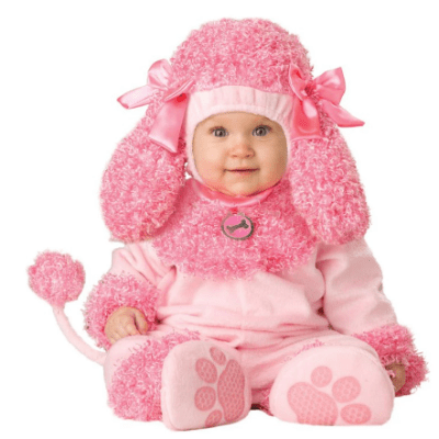 תחפושת כלבלב פודל ורוד לתינוקות בנות עד גיל&nbsp;שנתיים